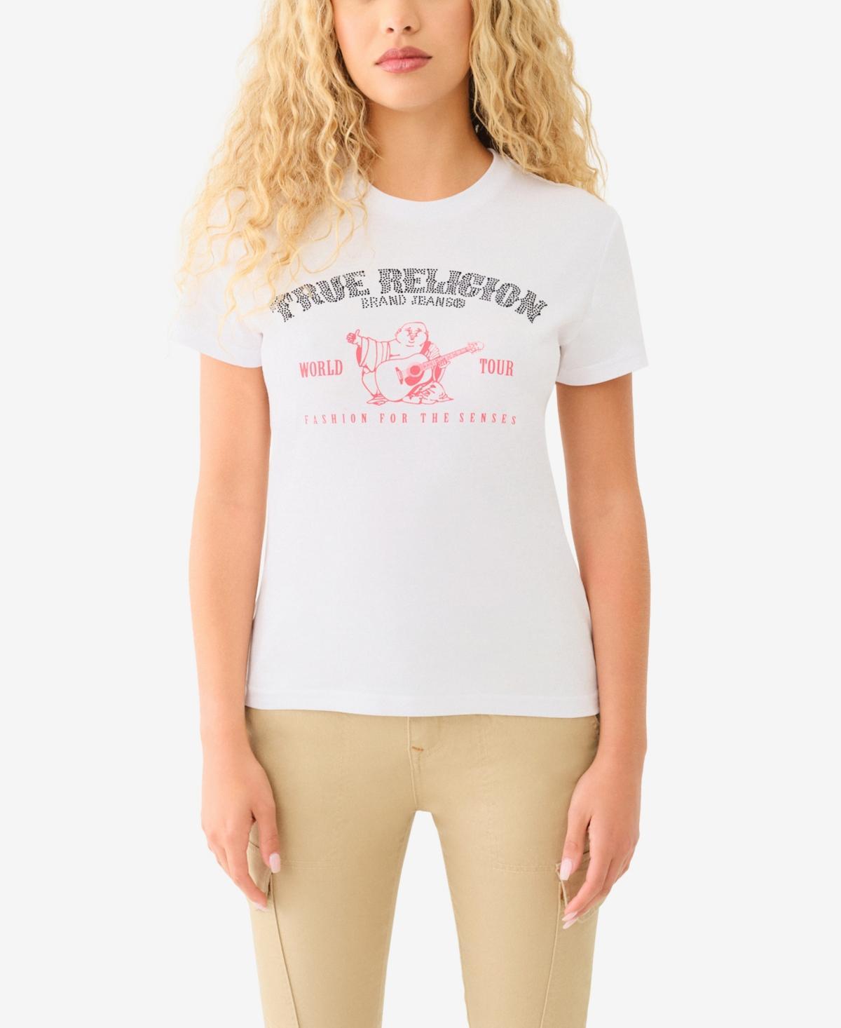 True Religion Womens Crystal Arch Logo Slim Crew Neck Tee Product Image