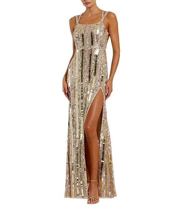 Mac Duggal Scoop Neck Strap Back Embellished Column Gown Product Image