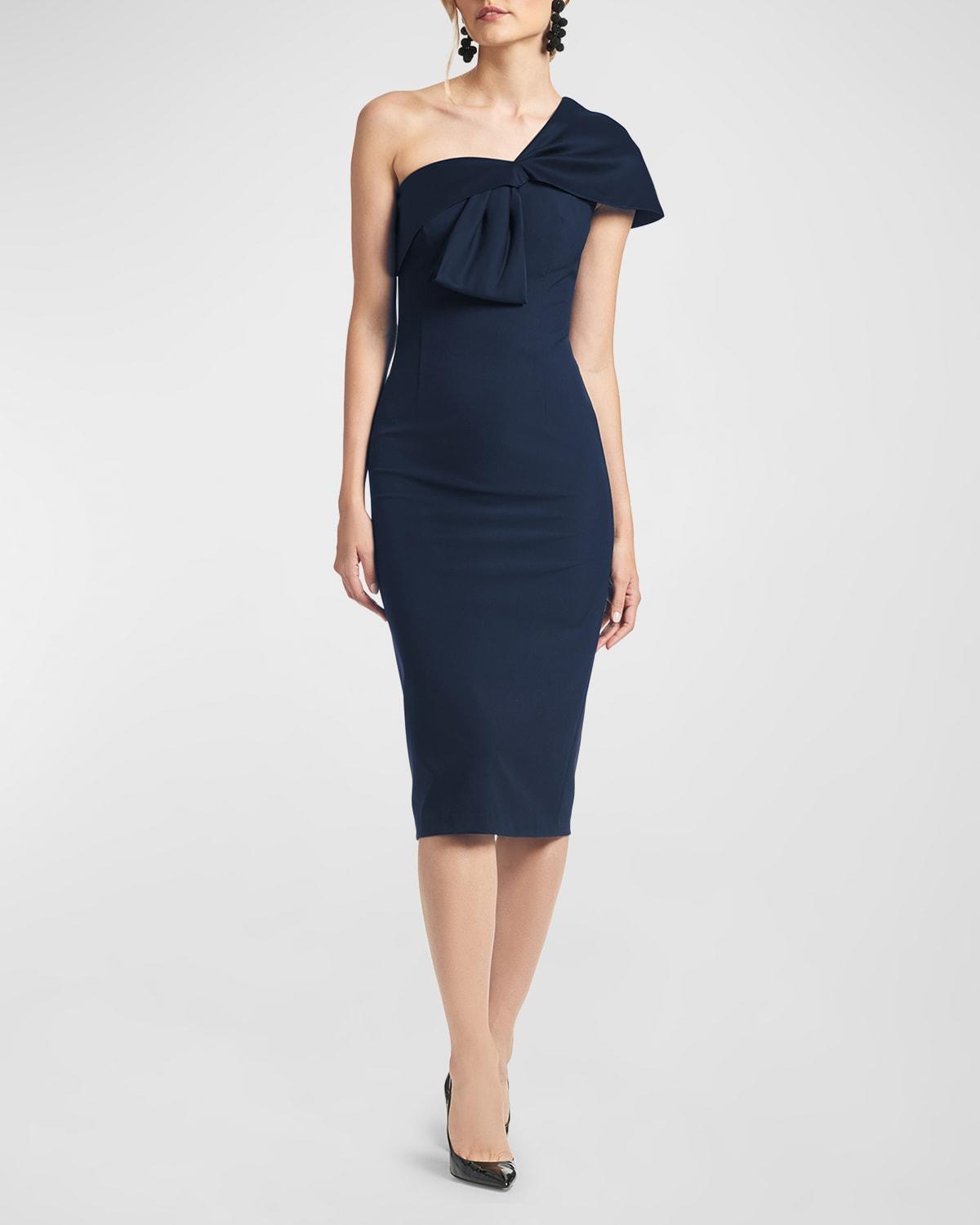 Womens Sandra Crepe Twisted Midi-Dress Product Image