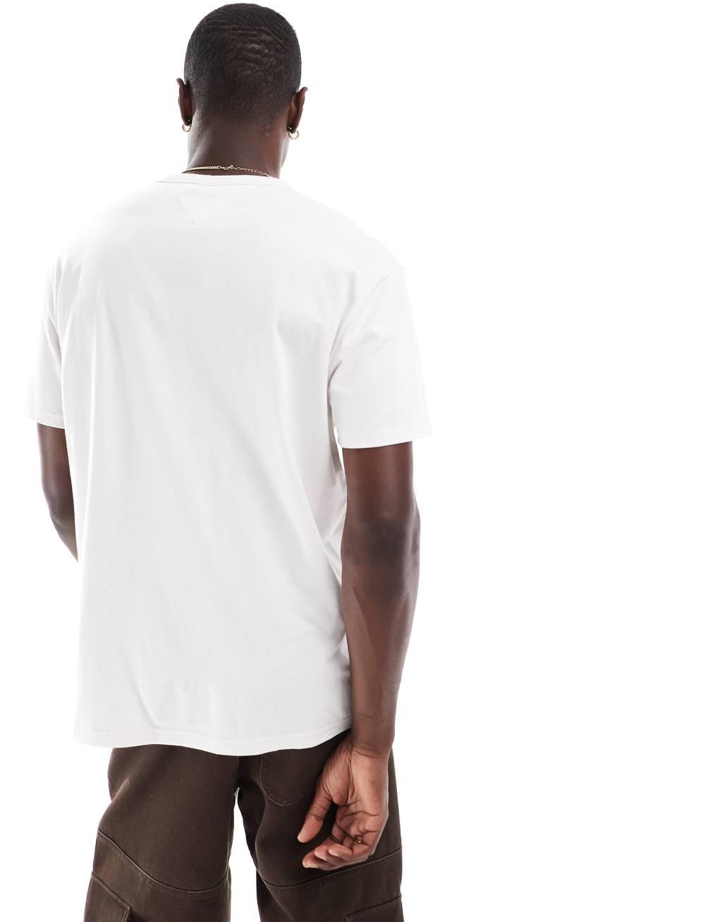 Tommy Jeans gold crest logo t-shirt in off white Product Image