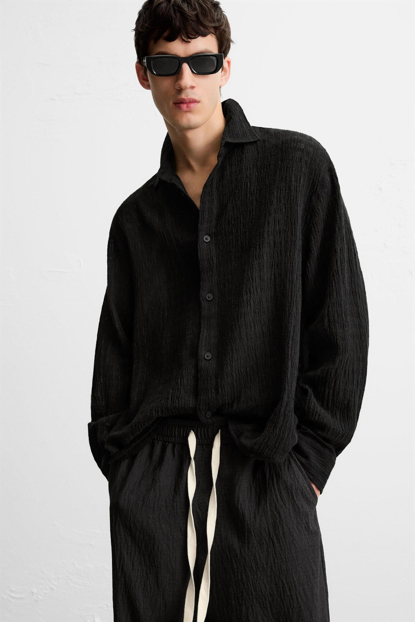 LINEN - COTTON JACQUARD SHIRT Product Image