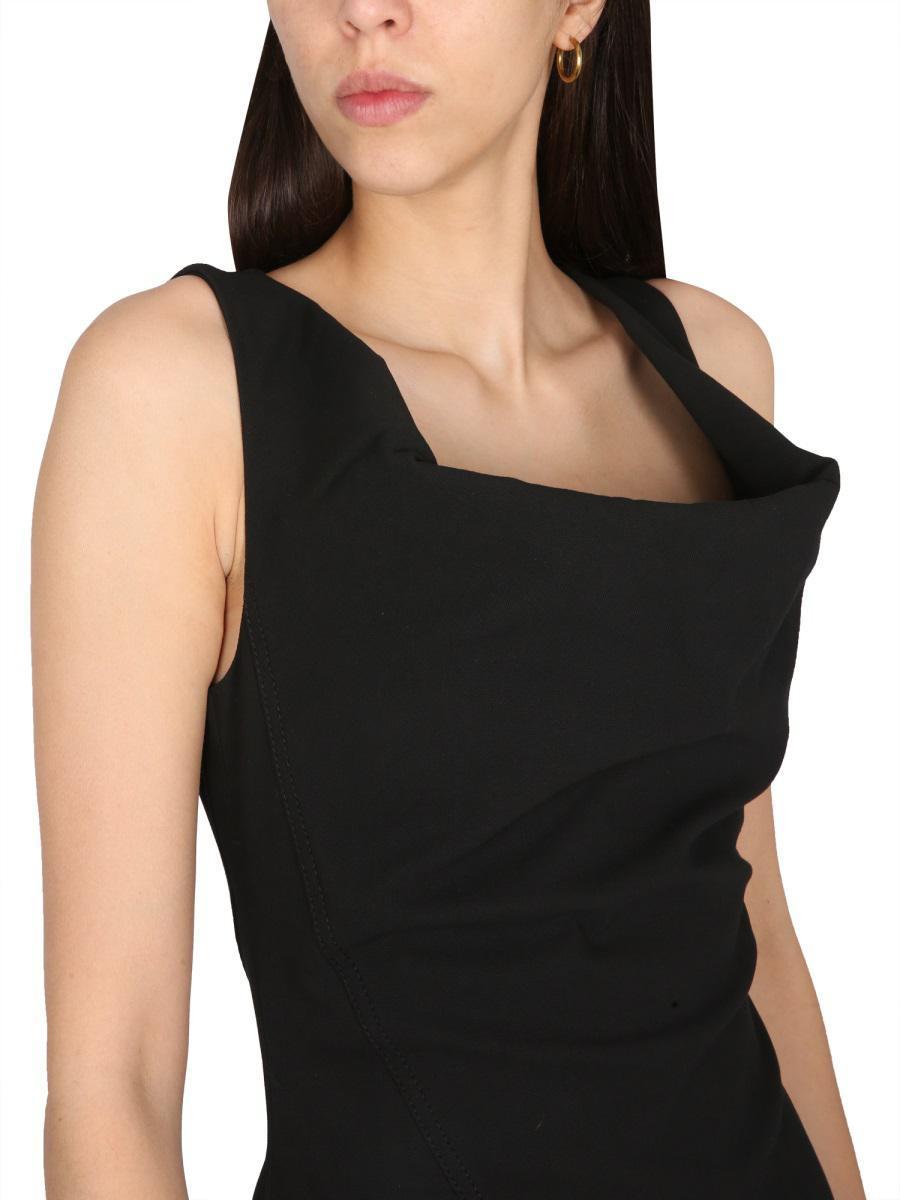 BOTTEGA VENETA Asymmetrical Midi Dress In Black Product Image