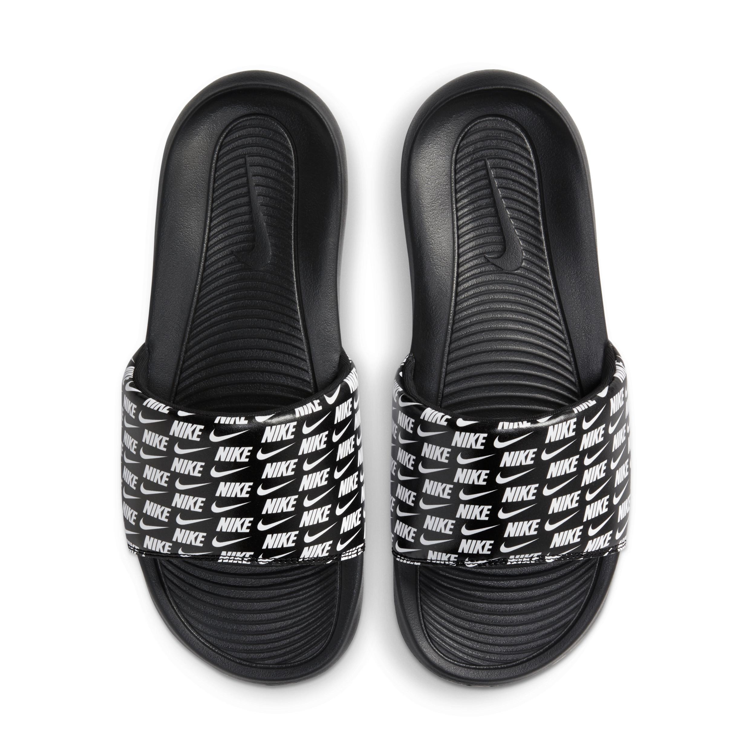 Nike Victori One Men's Printed Slide Sandals, Size: 15, Black White Black Product Image