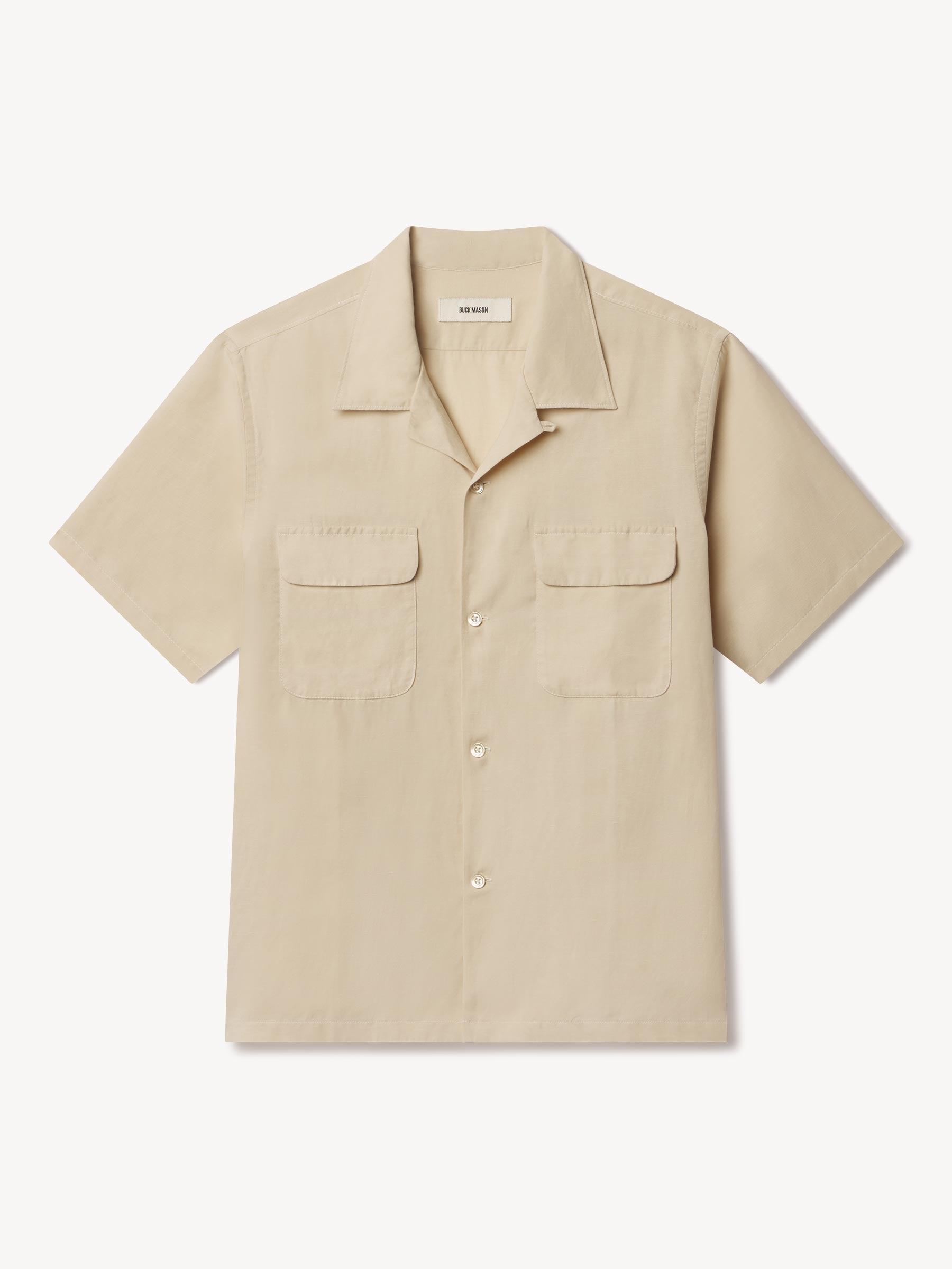 Pale Mojave Draped Linen Deuce Coupe Camp Shirt Product Image