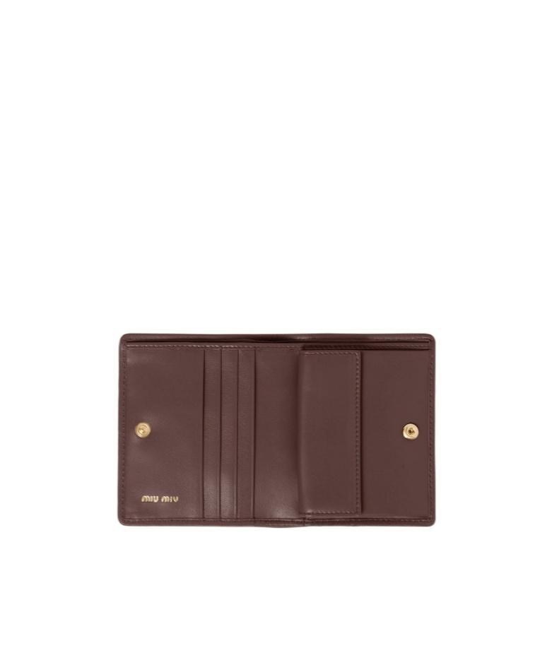 MIU MIU Logo Lettering Bi-fold Wallet In Brown Product Image