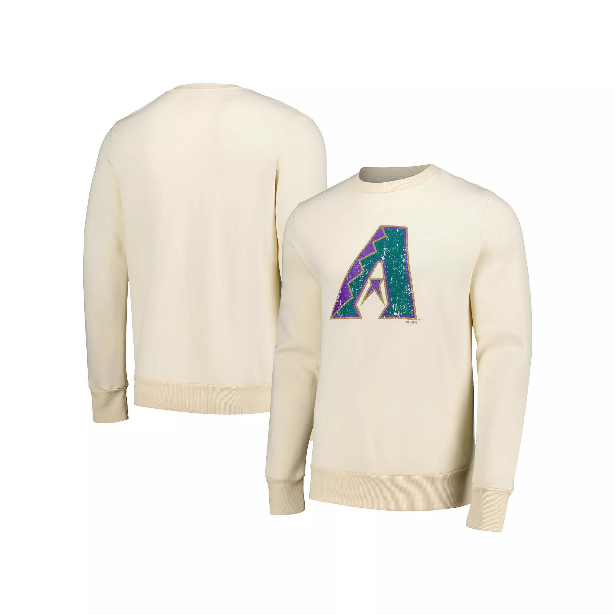 Men's Majestic Threads Oatmeal Arizona Diamondbacks Fleece Pullover Sweatshirt, Size: 3XL, Team Product Image