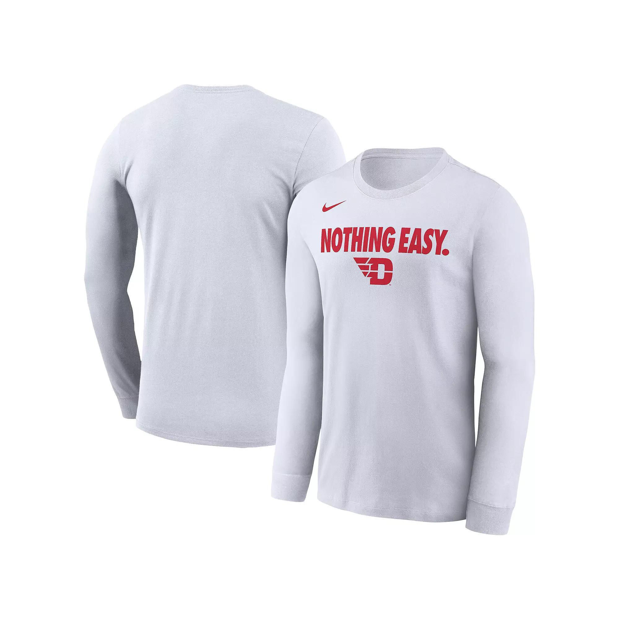 Men's Nike White Dayton Flyers 2025 On-Court Bench Long Sleeve T-Shirt, Size: Large, Day White Product Image