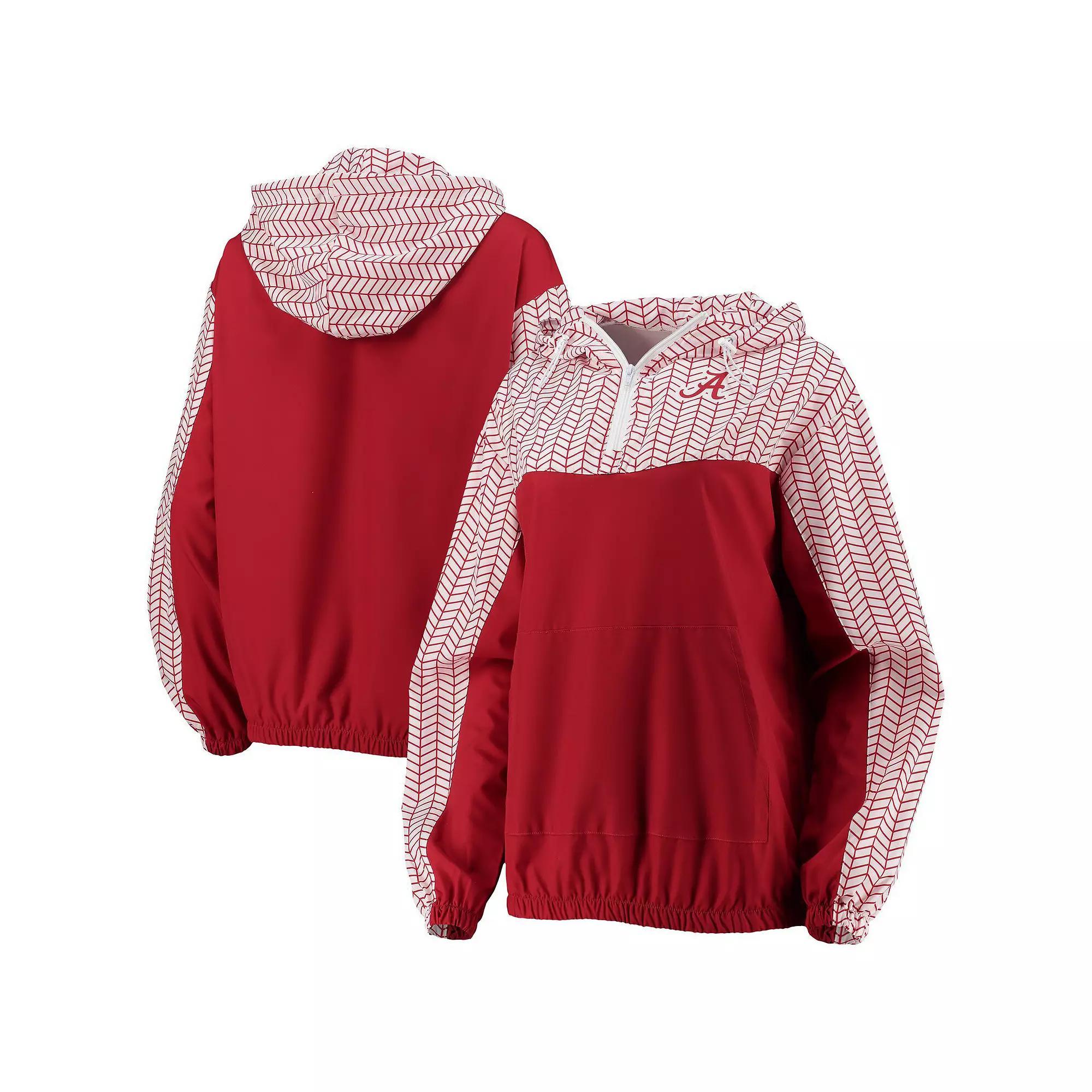 Women's ZooZatz Crimson Alabama Crimson Tide Chevron Swishy Quarter-Zip Hoodie Jacket, Size: Medium, Red Product Image