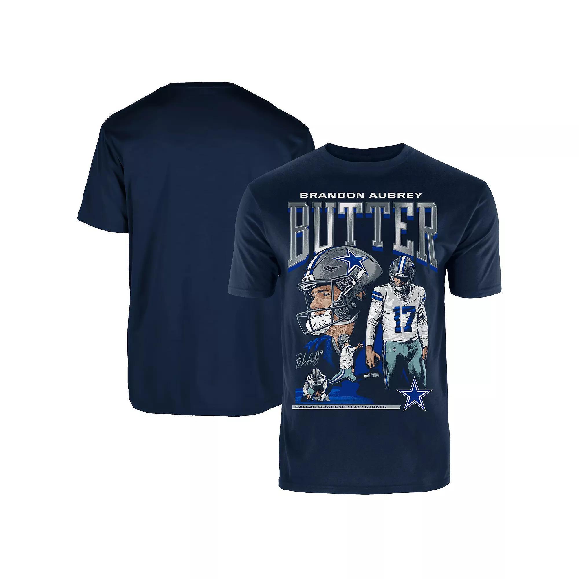 Men's Fanatics Brandon Aubrey Navy Dallas Cowboys Graphic T-Shirt, Size: Large, Blue Product Image