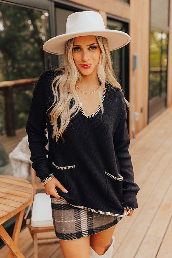 Small Town Romance Knit Sweater Top in Black Product Image
