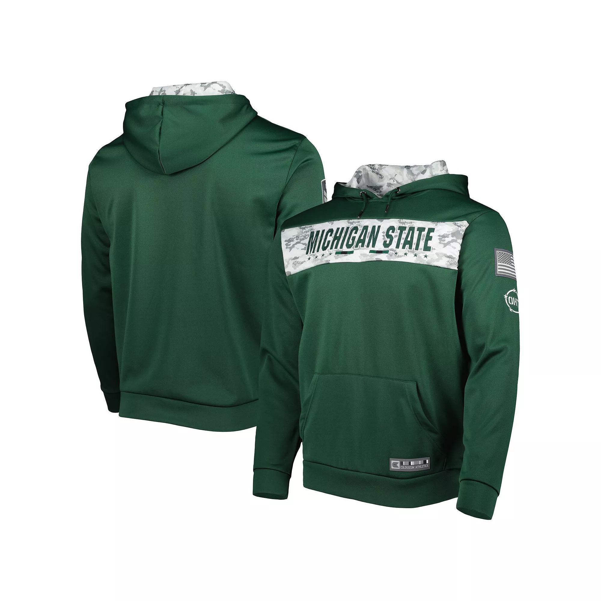 Men's Colosseum Green Michigan State Spartans OHT Military Appreciation Team Color Pullover Hoodie, Size: Small Product Image