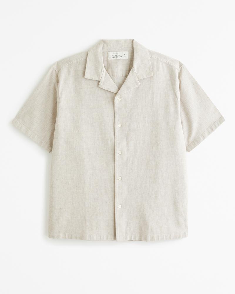 Camp Collar Linen-Blend Shirt Product Image