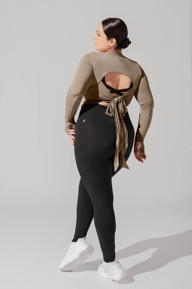 Bow Back Reversible Long Sleeve Top - Black Product Image