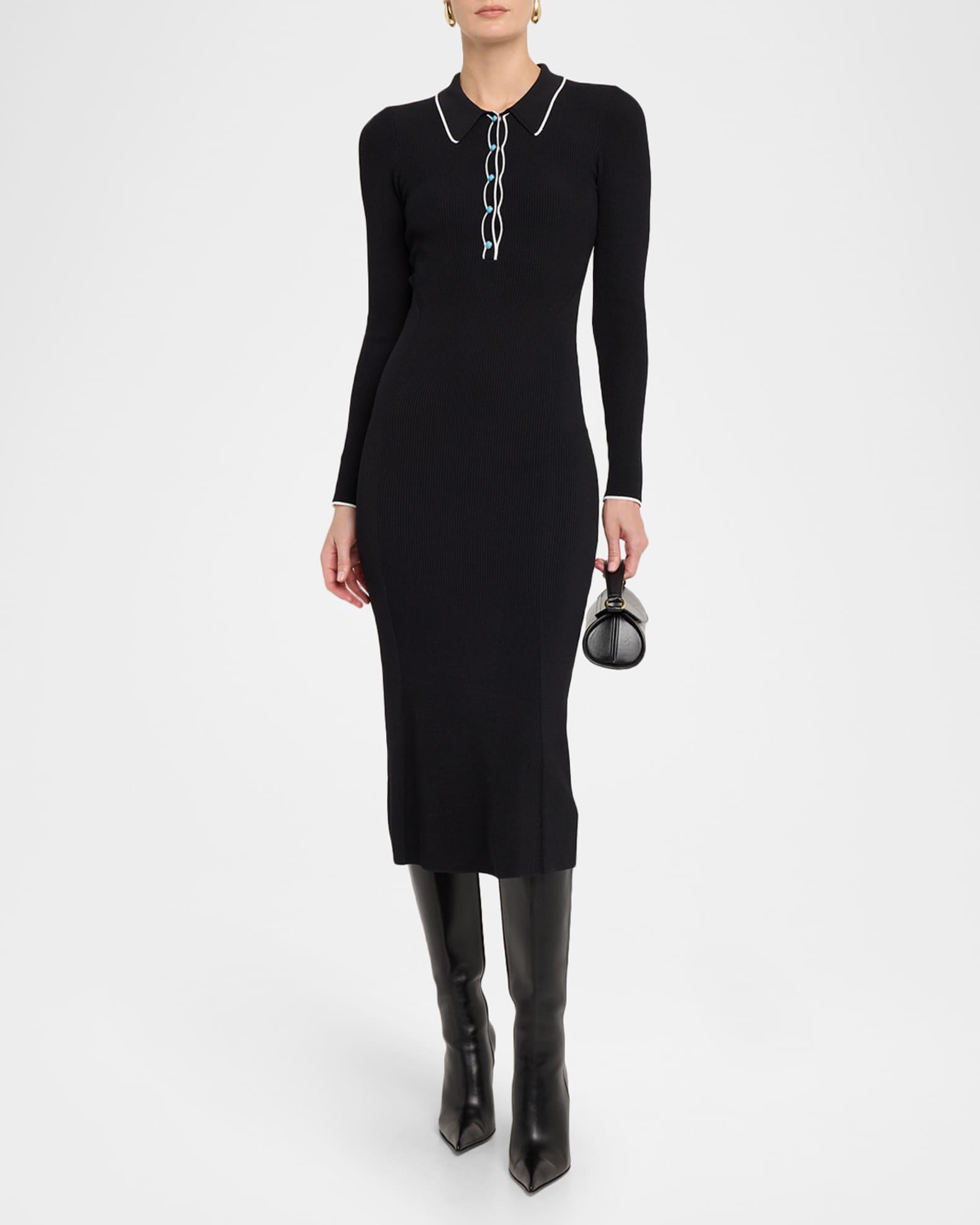 Yaretzi Ribbed Long-Sleeve Midi Dress Product Image