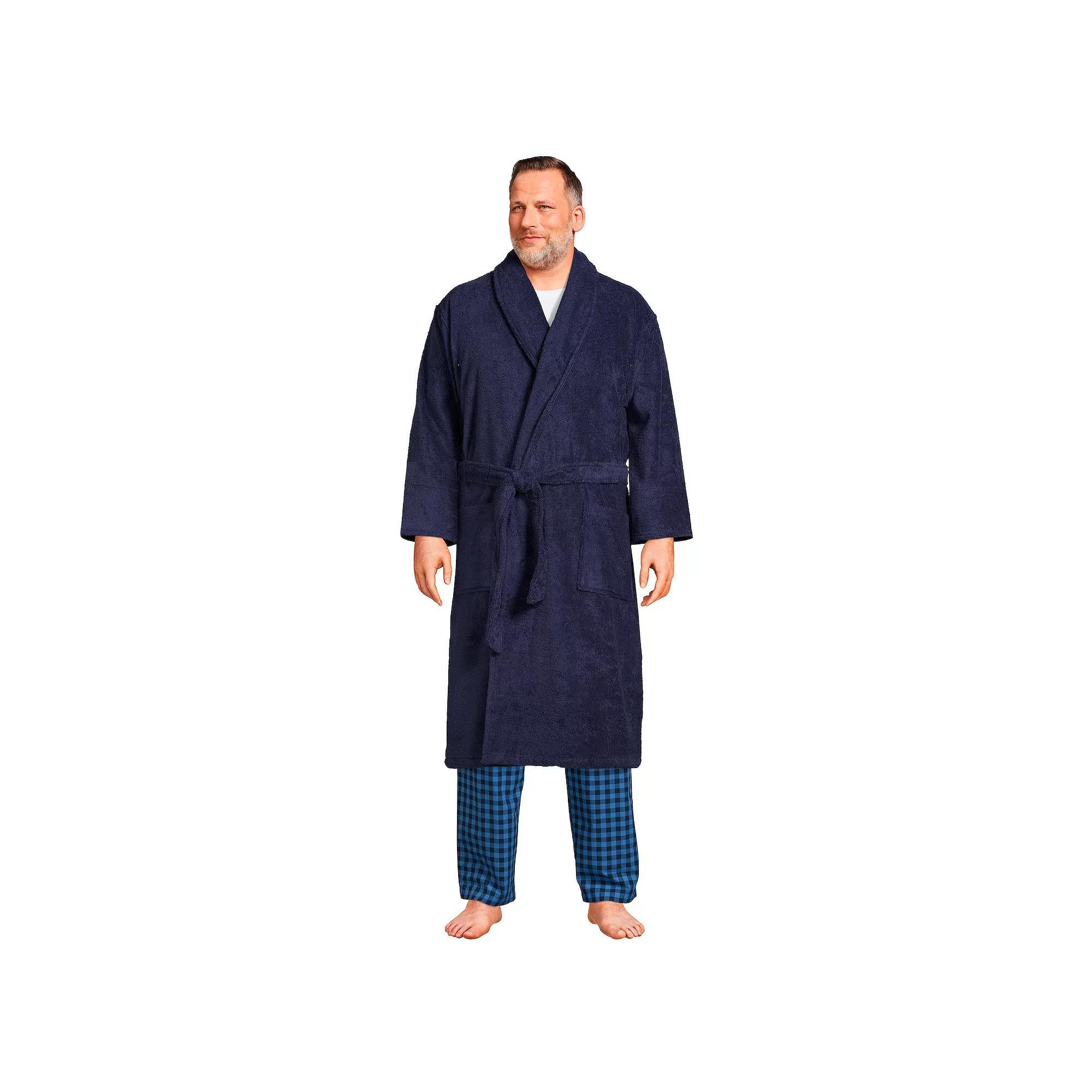 Big & Tall Lands' End Calf-Length Turkish Terry Robe, Men's, Size: 3XB, Deep  Blue Product Image