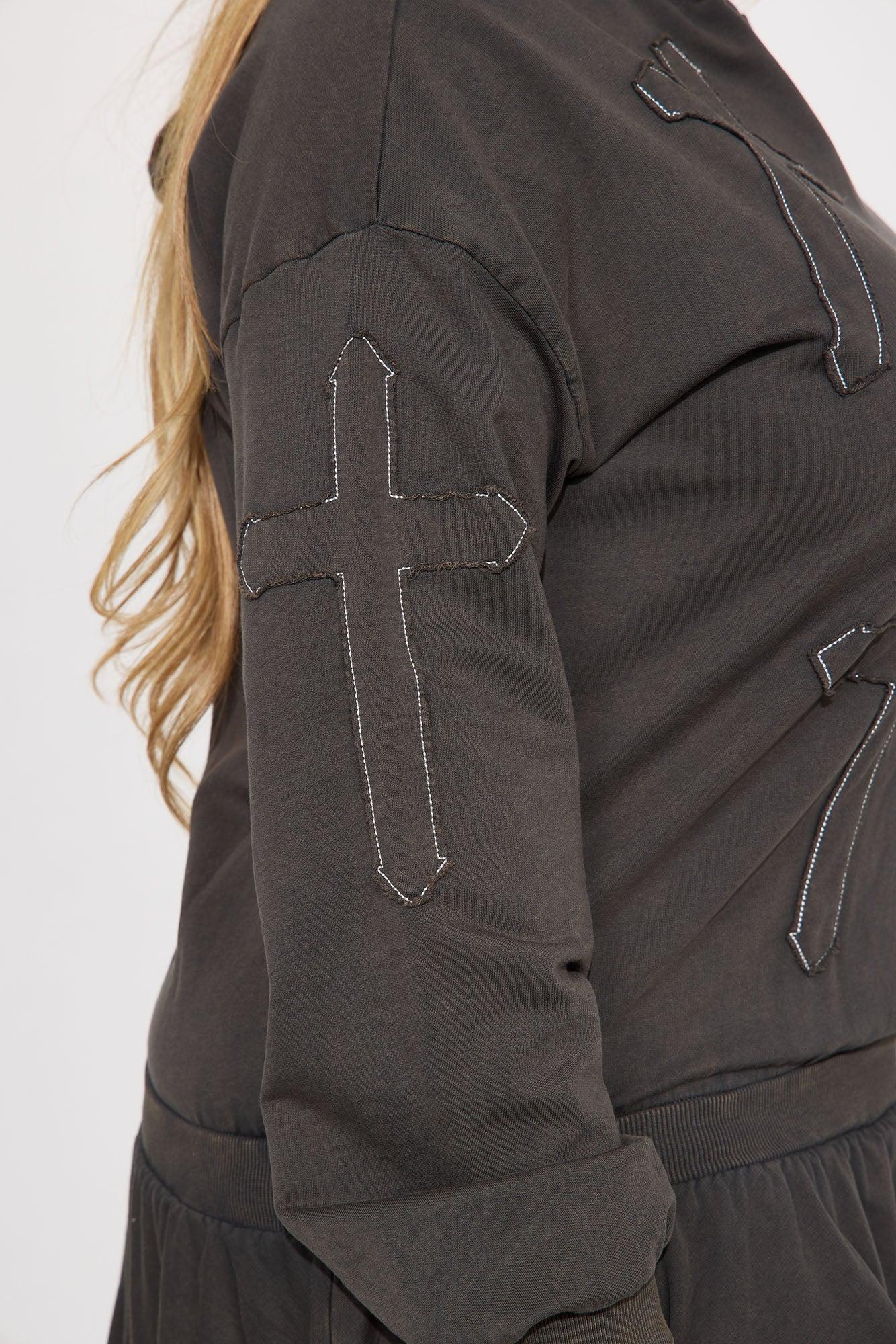 Kyro Sweatshirt Bubble Mini Dress - Olive Product Image