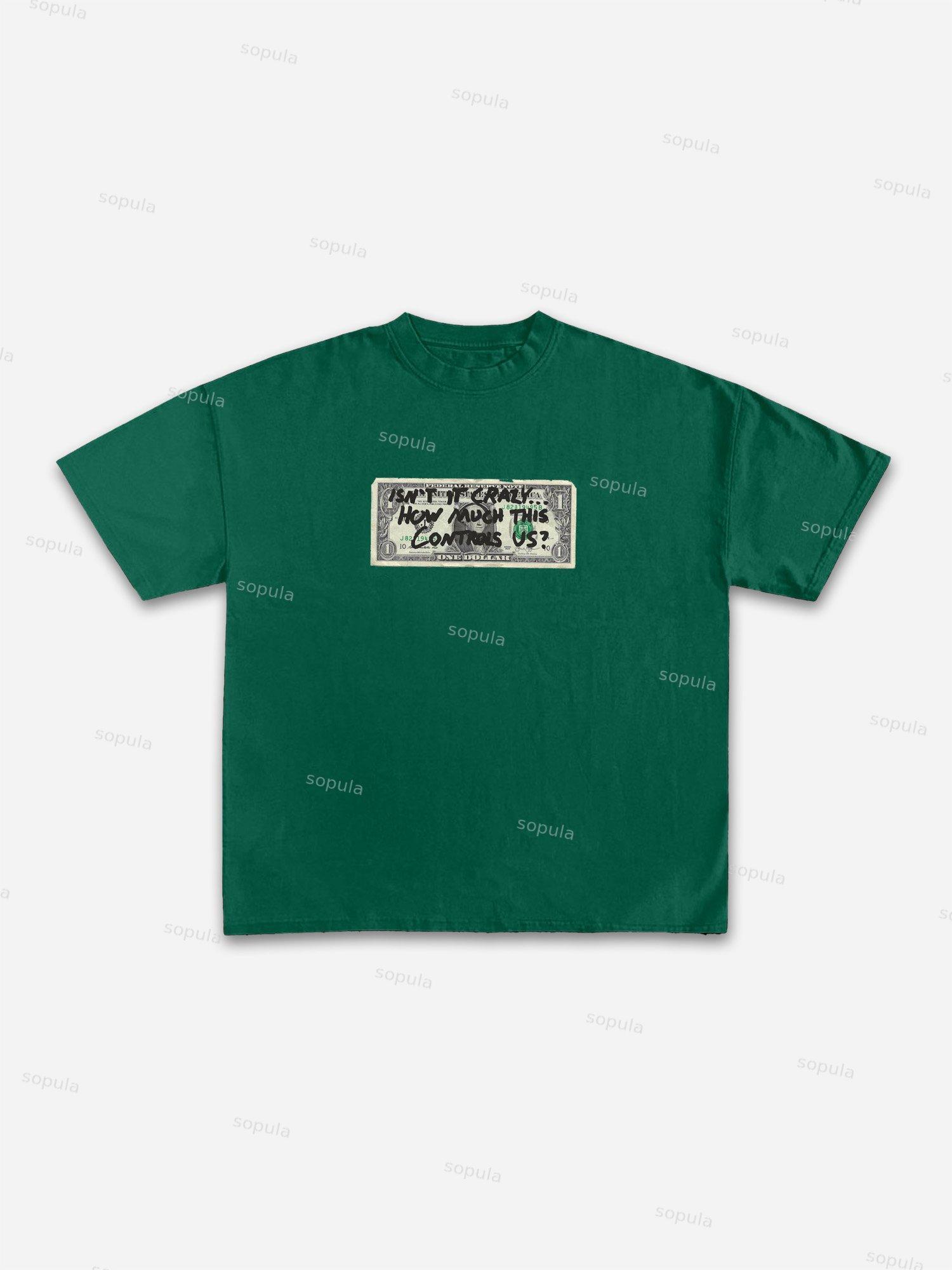 Funny Dollar Bill Graphic Print Cotton T-shirt Product Image