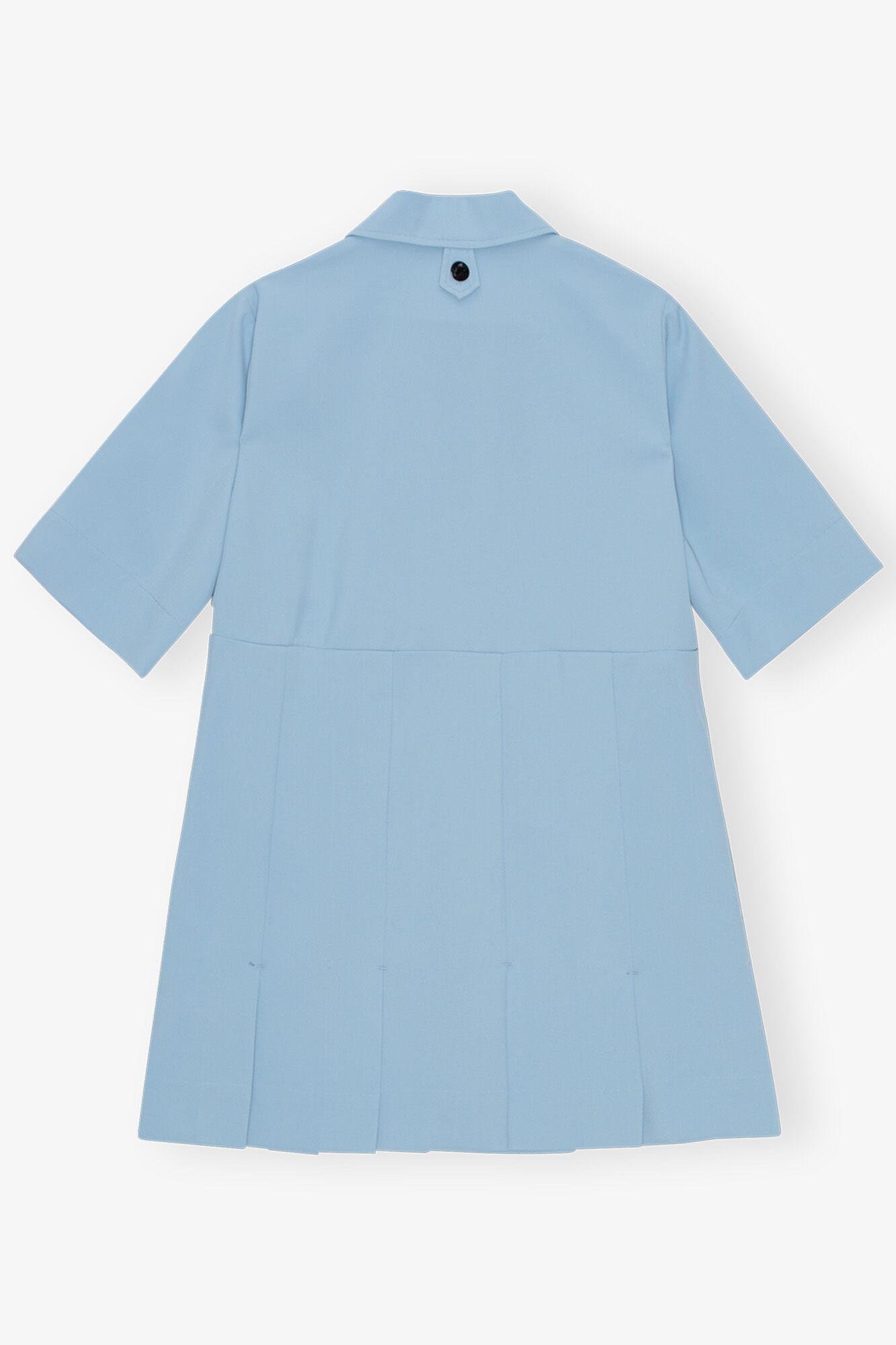 Light Blue Twill Suiting Mini Dress Product Image
