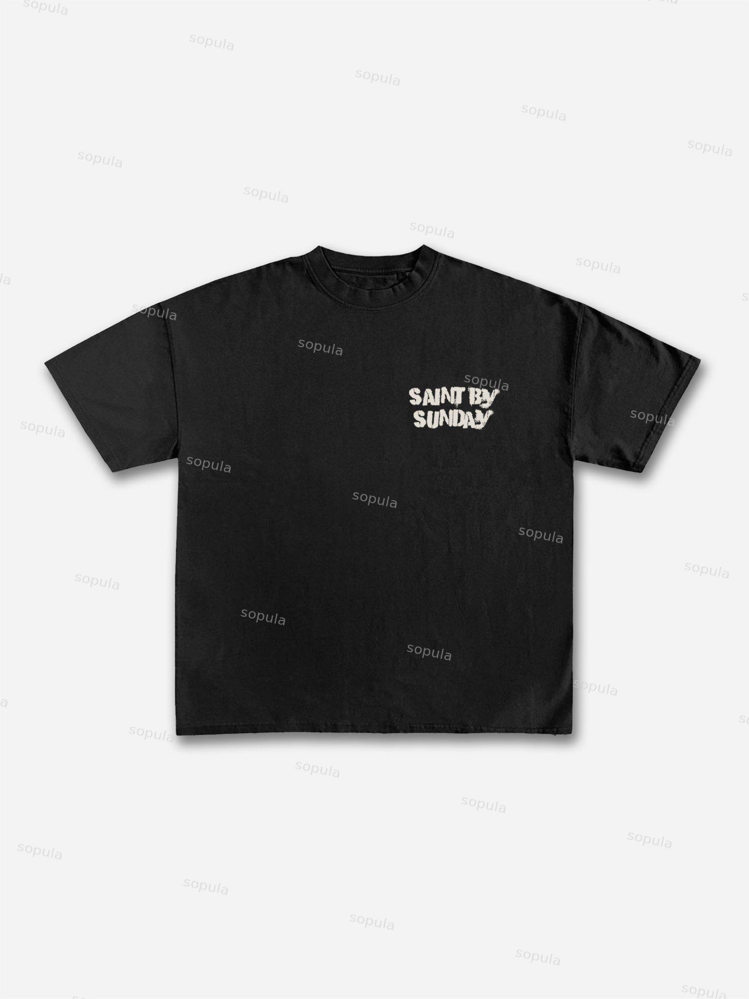 Sunday Is A Saint, Friday Is A Sinner Street Vintage Graphic Cotton T-shirt Product Image