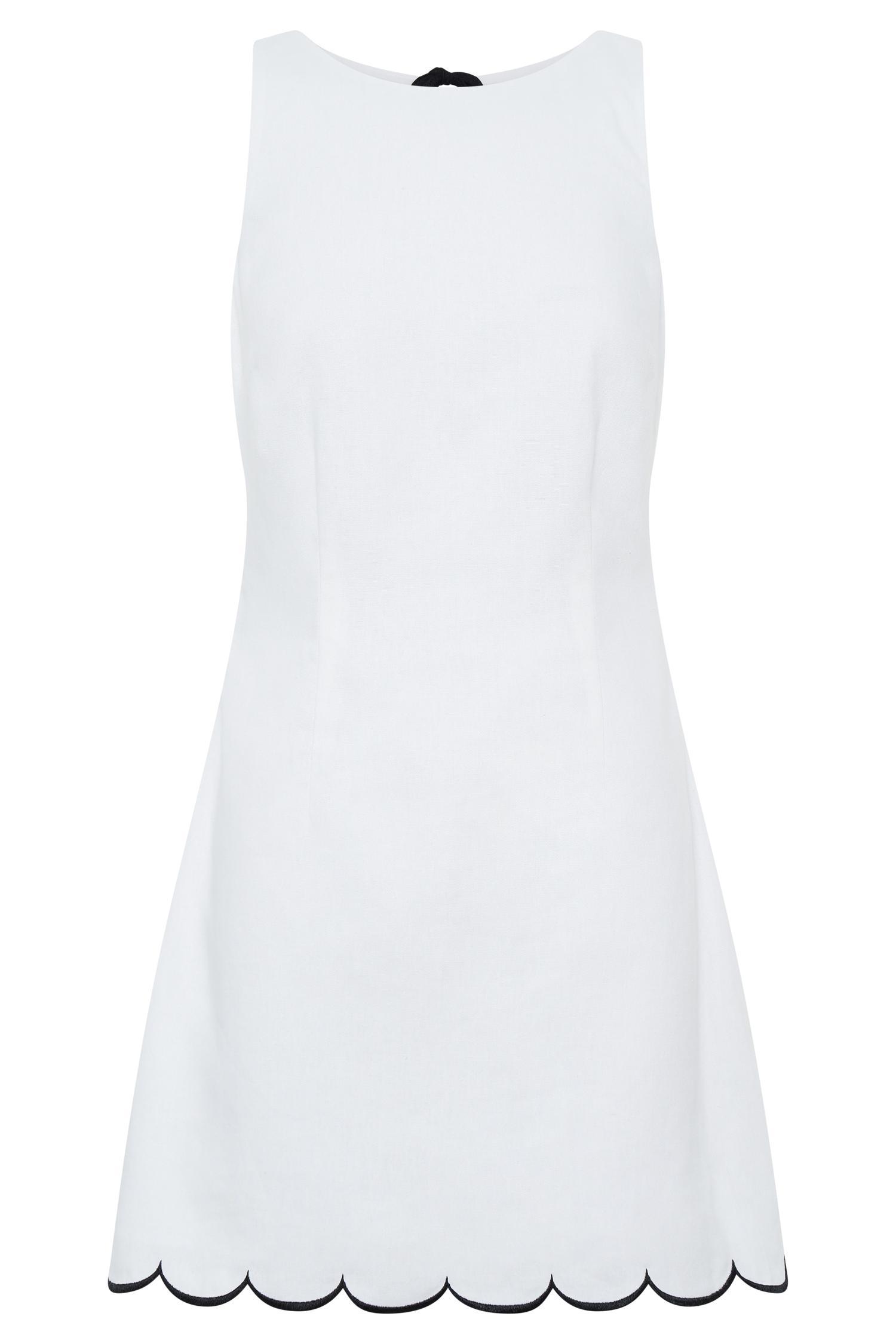 Sofiane Scalloped Linen Mini Dress - Ivory Product Image
