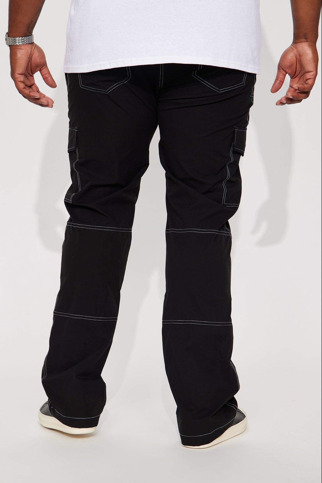 On Your Mind Stacked Slim Flare Nylon Pants - Black Product Image