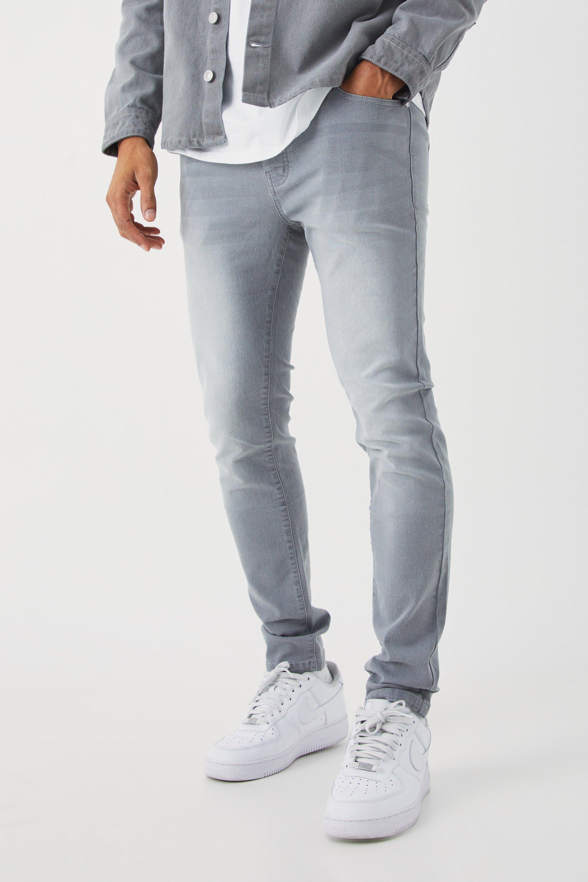 Mens Grey Skinny Stretch Jean, Grey Product Image