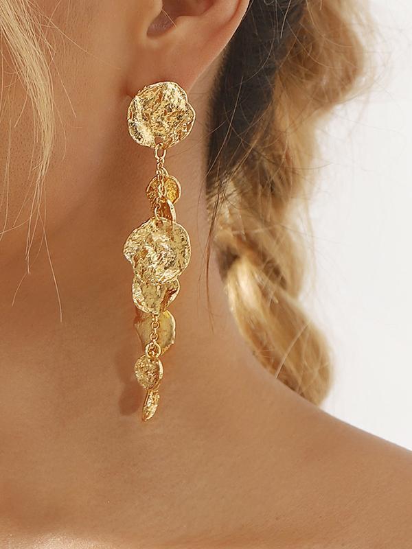 Geometric Solid Color Tasseled Earrings Accessories Product Image