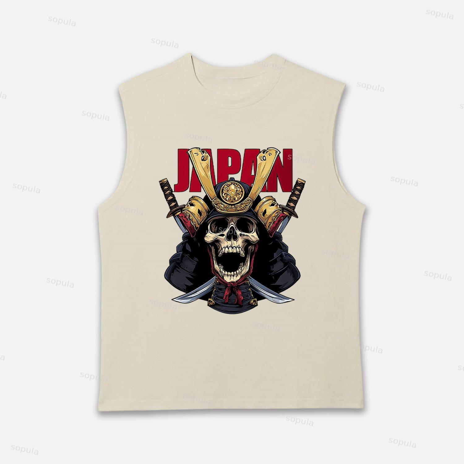 Japan Samurai Helmet Skull Sleeveless Shirts Tank Top Product Image