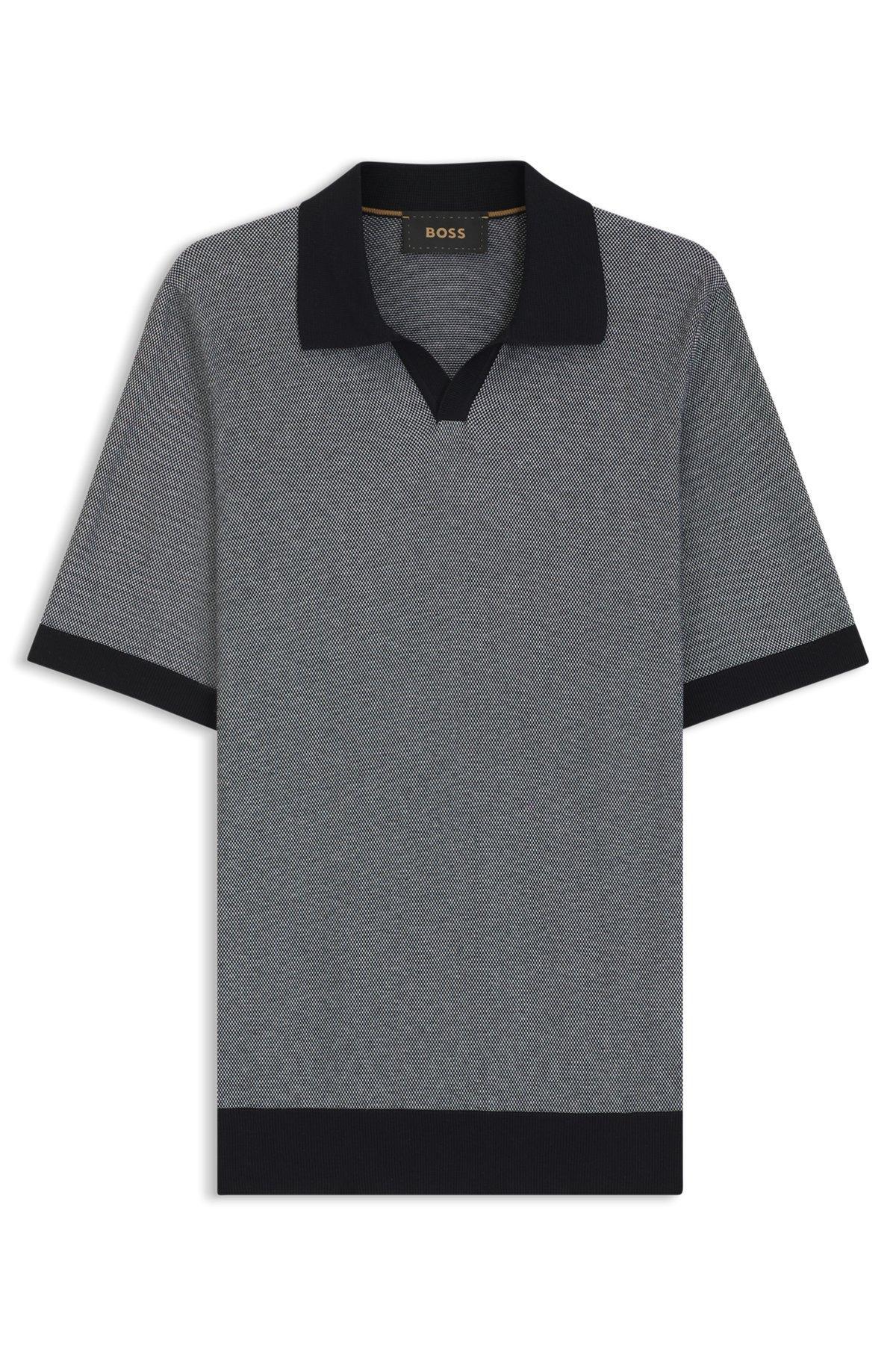 Silk-cotton sweater with Johnny collar in regular fit Product Image
