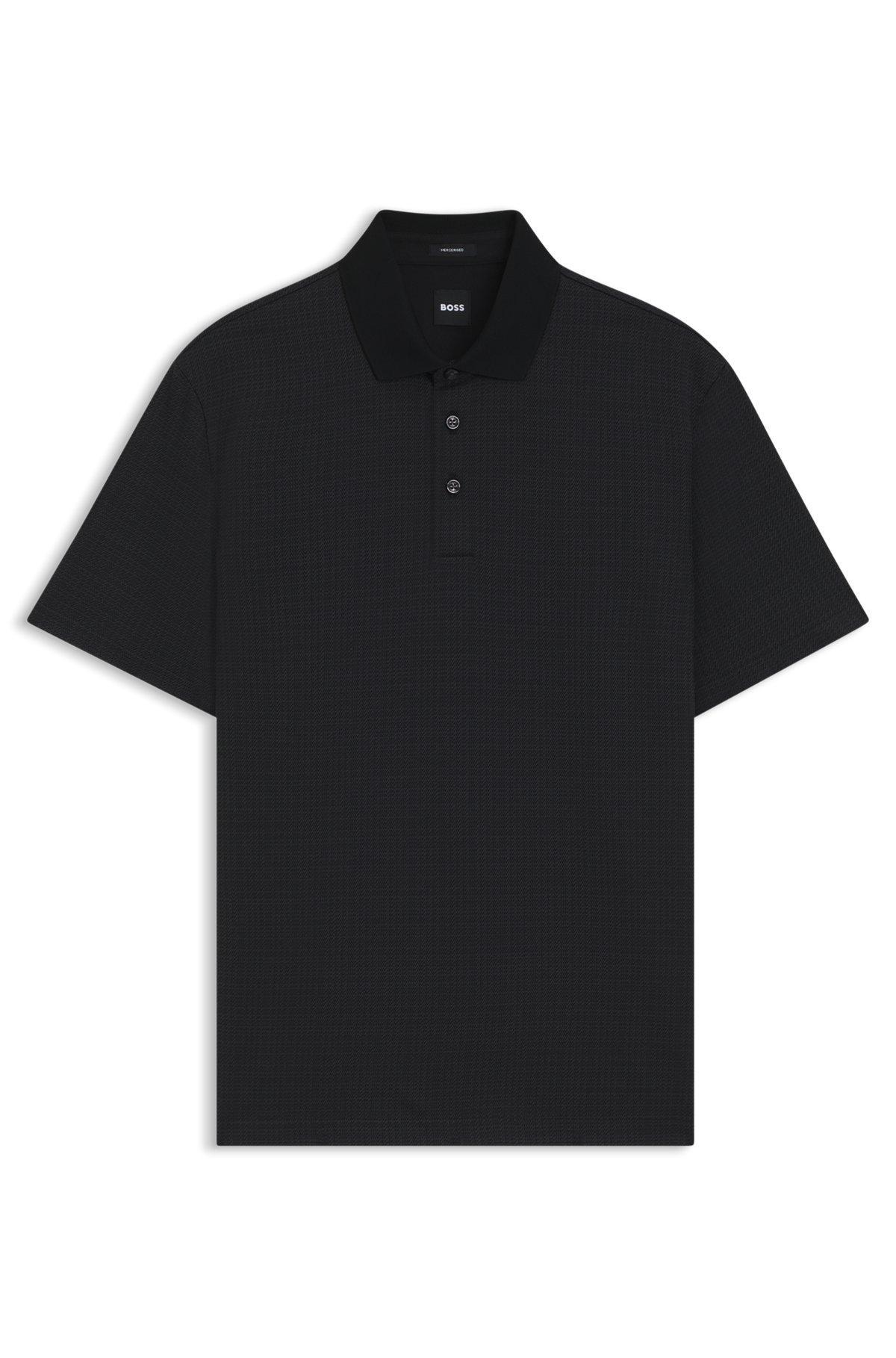 Mercerized-cotton polo shirt with grid pattern Product Image