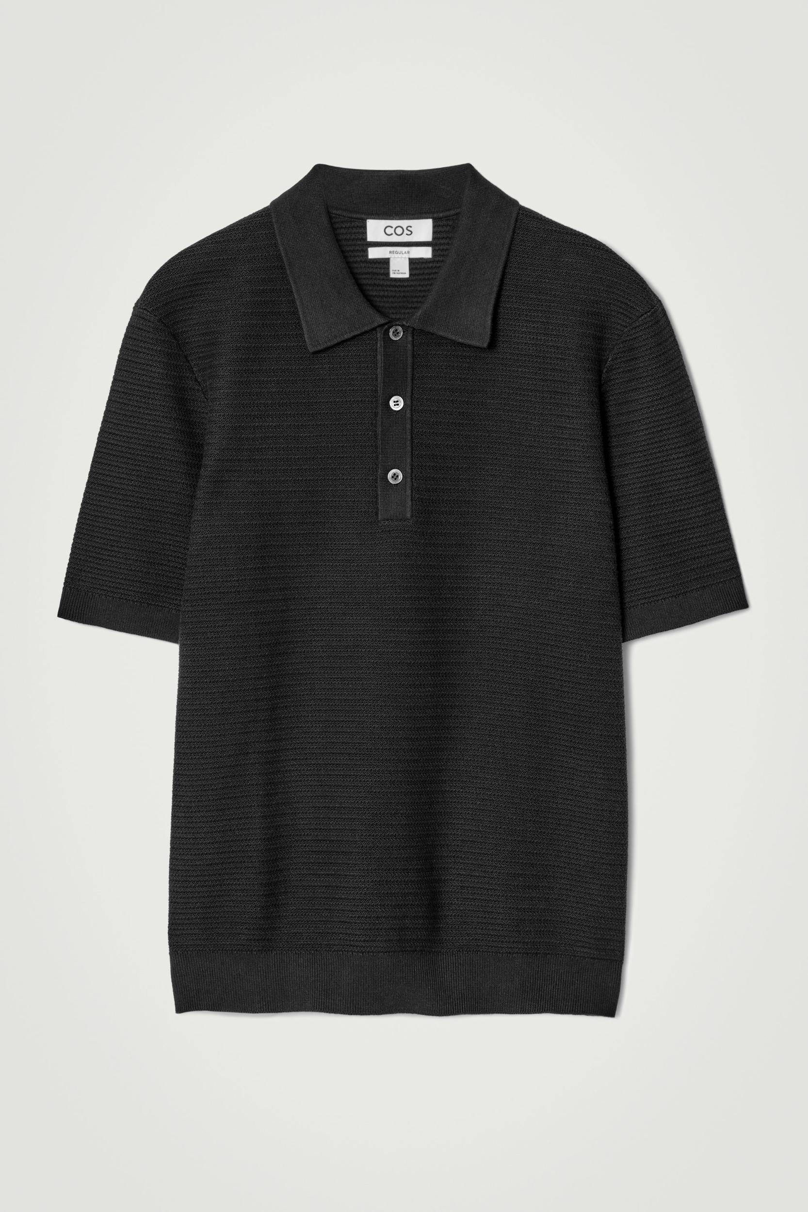 TEXTURED KNITTED COTTON POLO SHIRT Product Image