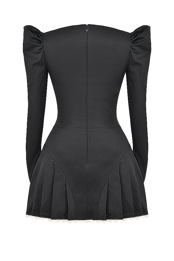 Larisa  black & cream pleated mini dress Product Image