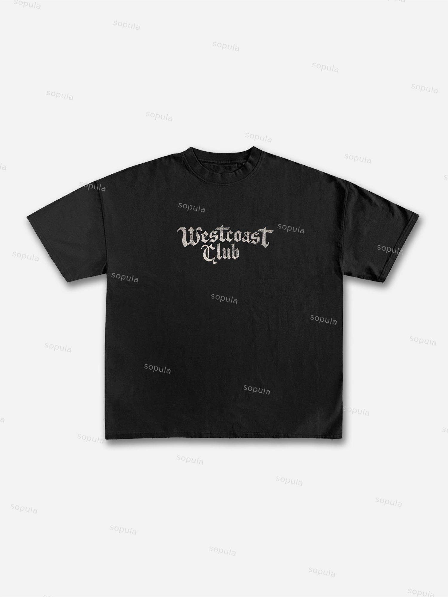 Vintage Westcoast Biker Chain Fire Print Graphic Cotton T-shirt Product Image