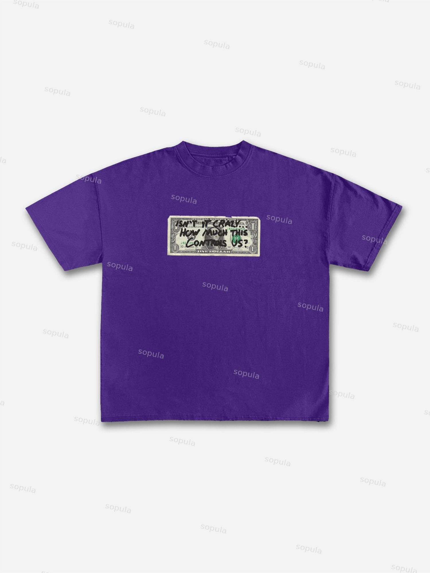 Funny Dollar Bill Graphic Print Cotton T-shirt Product Image