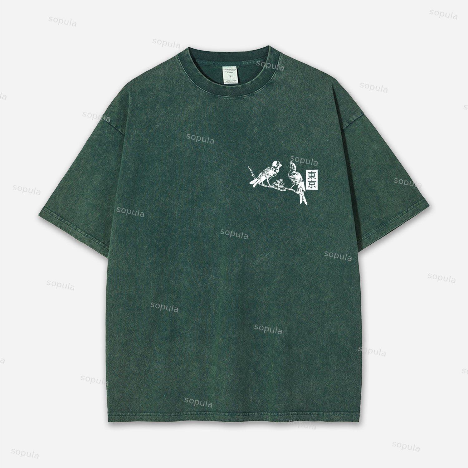 Vintage Tokyo Art Graphic Acid Washed T-shirt Product Image