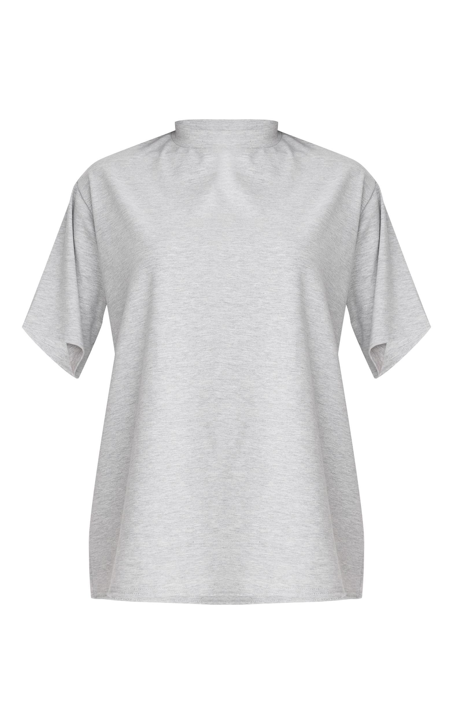 Grey Cotton Basic Oversized T-shirt Product Image