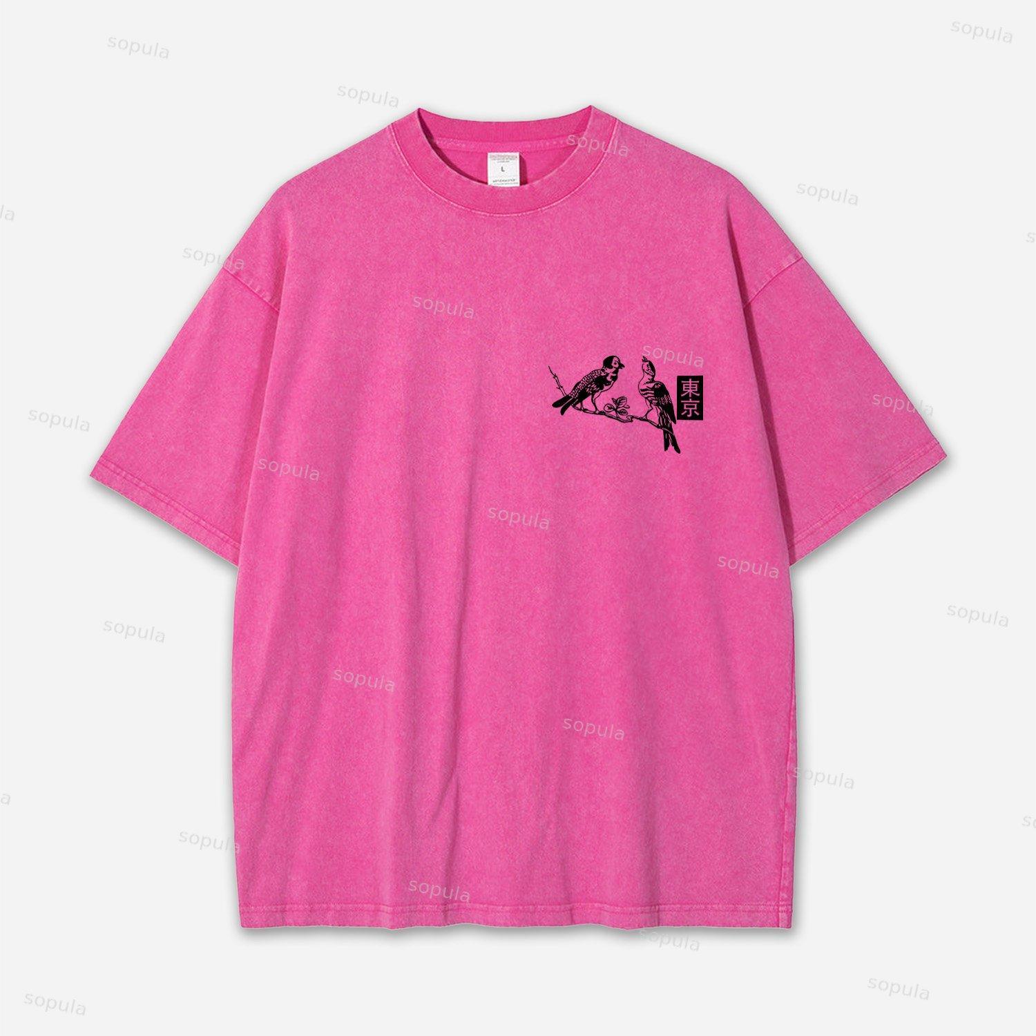 Vintage Tokyo Art Graphic Acid Washed T-shirt Product Image