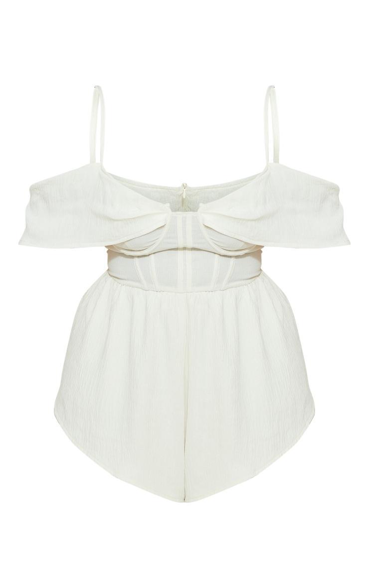 Plus Cream Textured Corset Romper Product Image