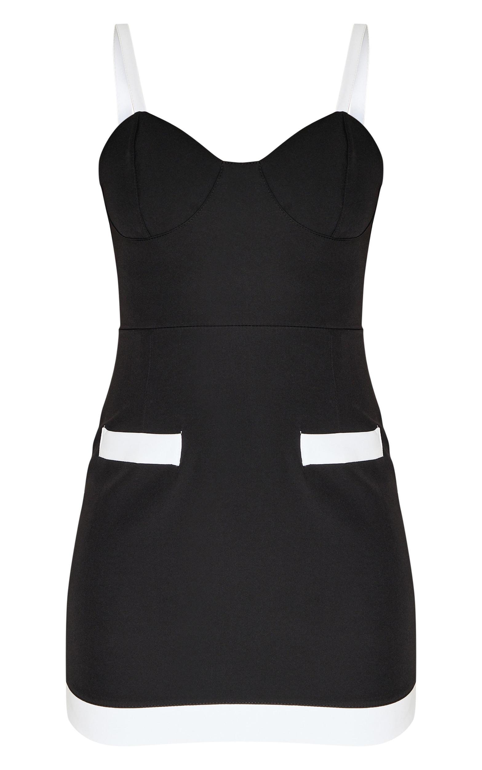 Black Contrast Pocket Detail Mini Dress Product Image