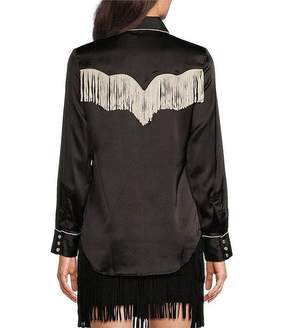 Scully Western Fringe Collared Long Sleeve Blouse Product Image