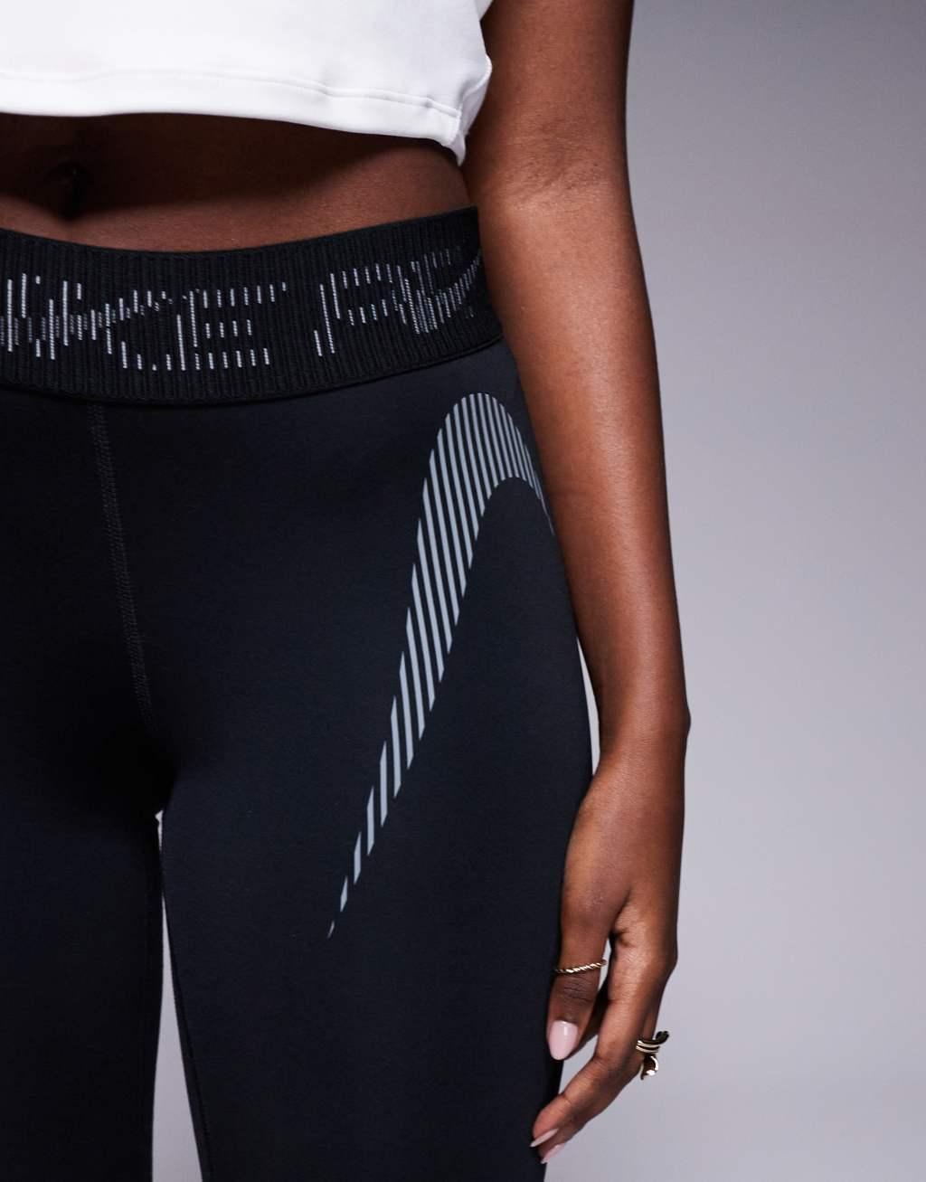 Nike Pro Training 7/8 leggings with mesh detail in black Product Image
