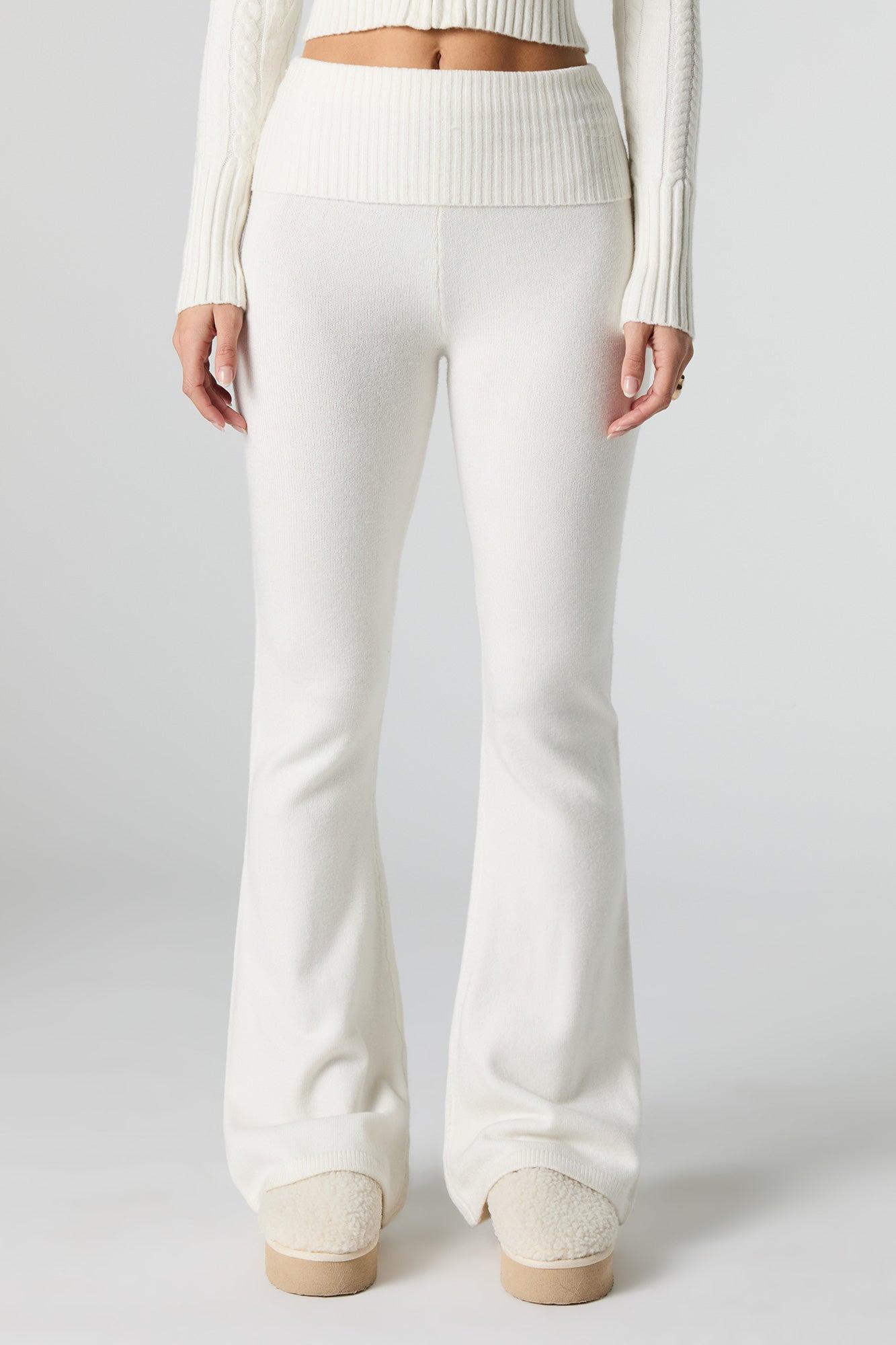 Foldover Waist Flare Knit Pant Female Product Image