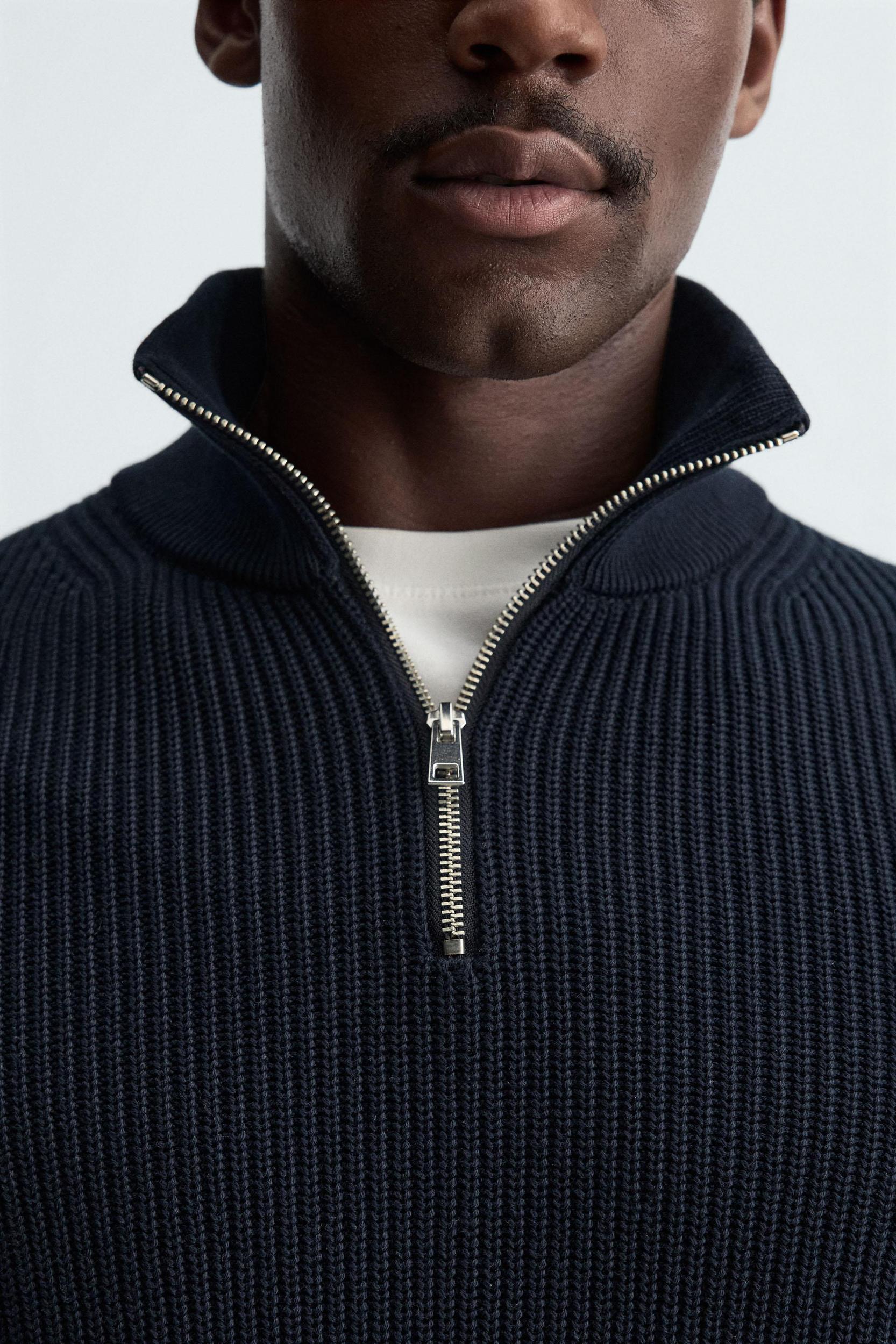 ZIPPERED PURL KNIT SWEATER Product Image