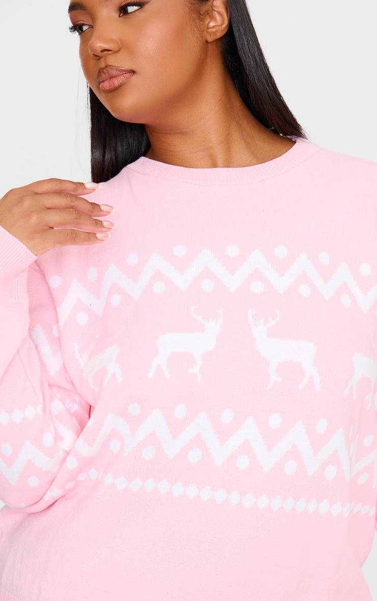Plus Pink Oversized Fairisle Panel Christmas Sweater Product Image