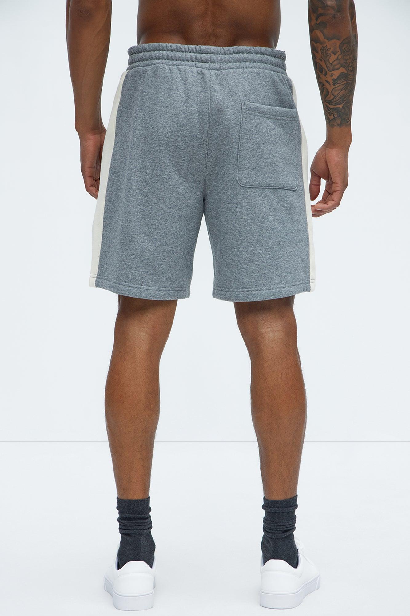 Tyson Oversized Heavyweight Striped Shorts - Heather Grey Product Image