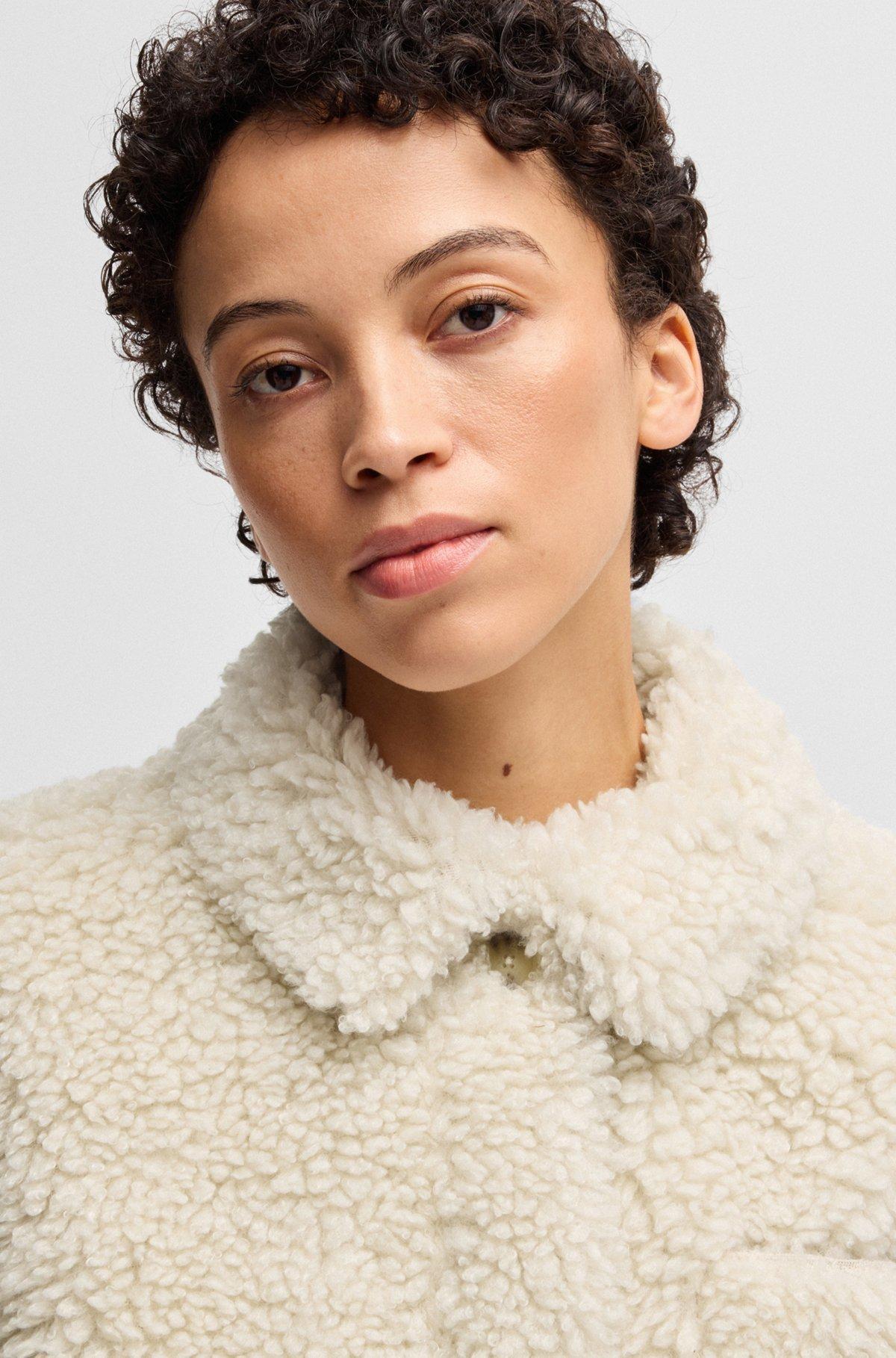 Faux-fur coat with chest pocket Product Image