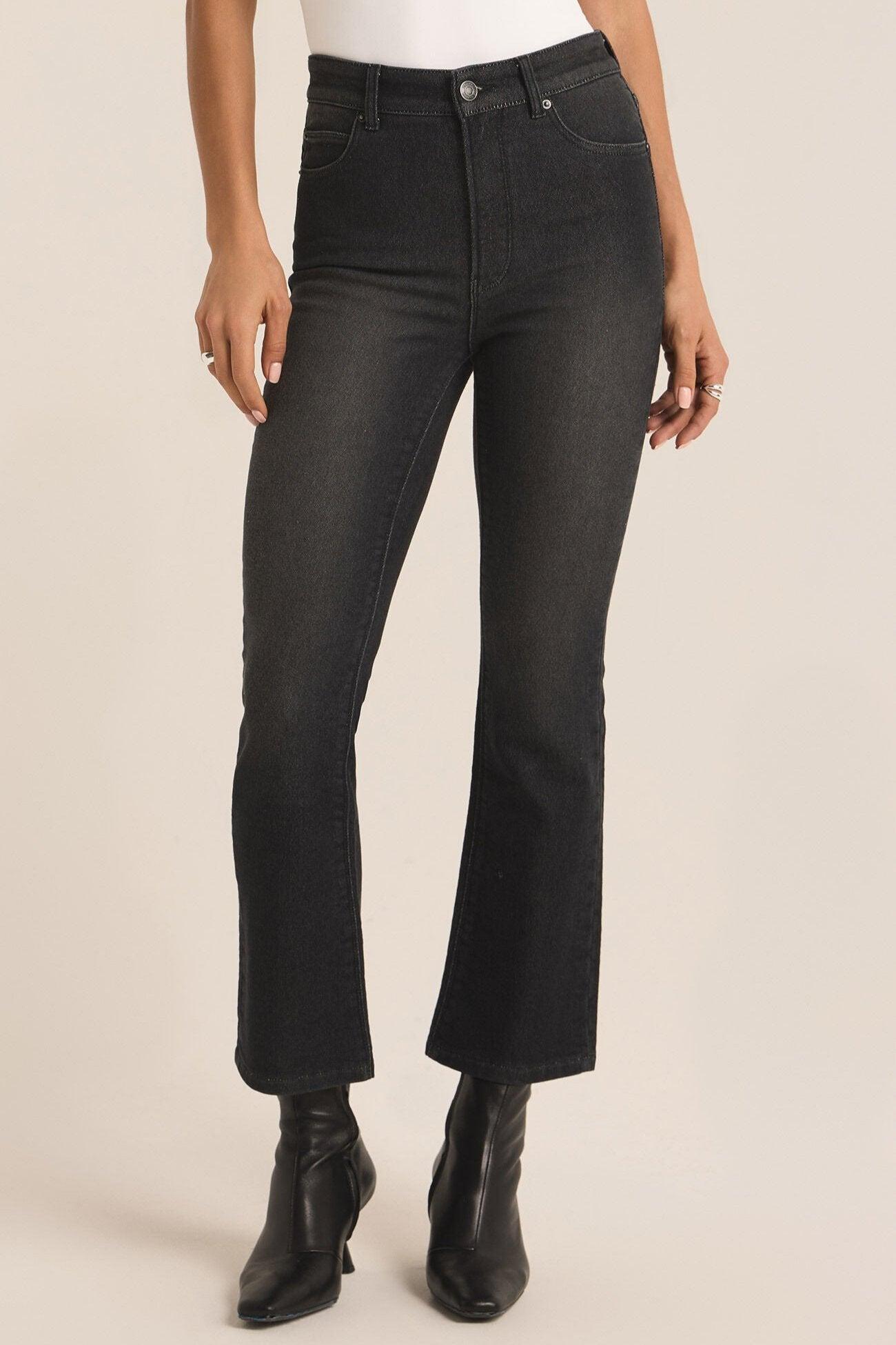 Z Supply Lia Denim Ankle Kick Flare in Black Sand Product Image