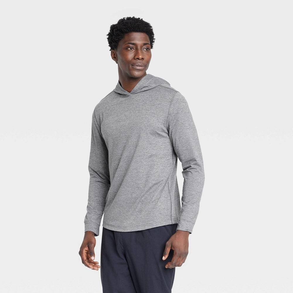 Men's Soft Stretch Hooded Long Sleeve Top - All In Motion™ Heathered M: UPF 50+, Quick Dry, Pullover Product Image