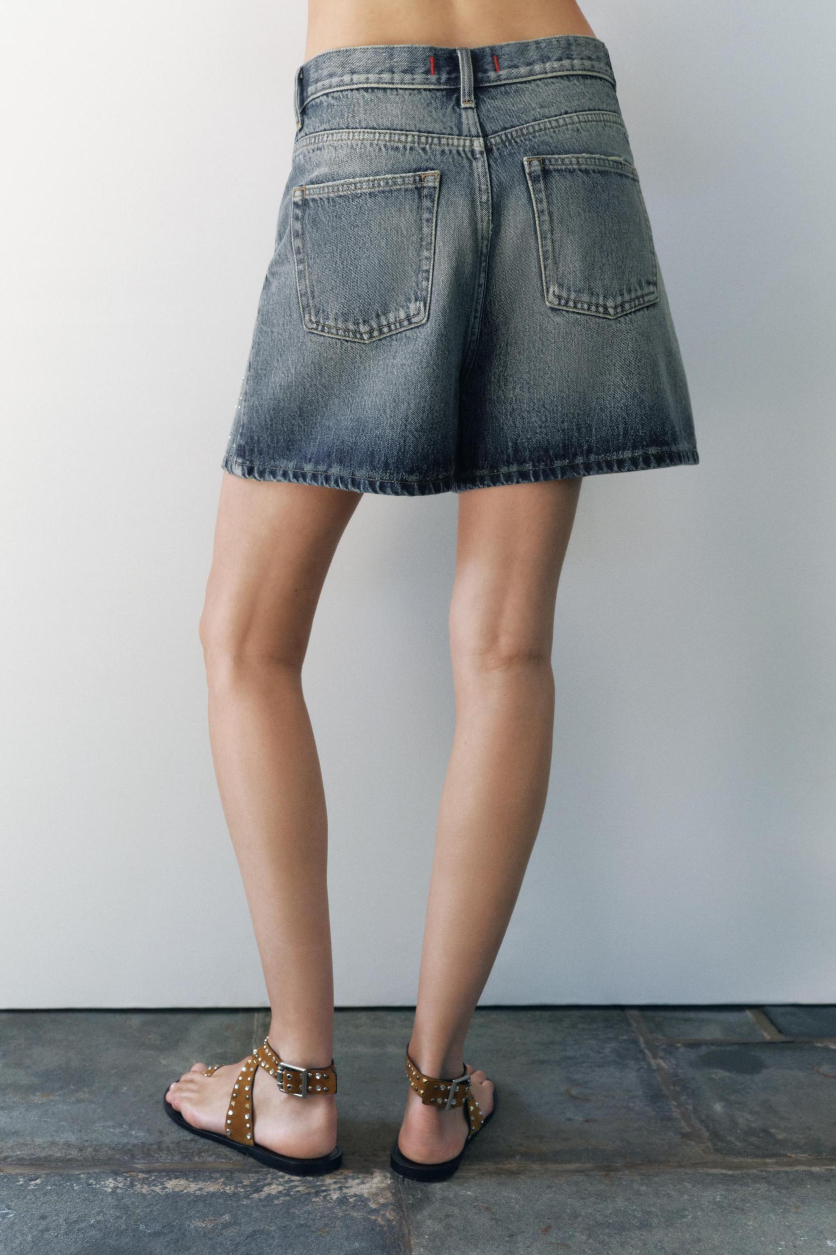 MID WAIST DENIM SHORTS ZW COLLECTION Product Image