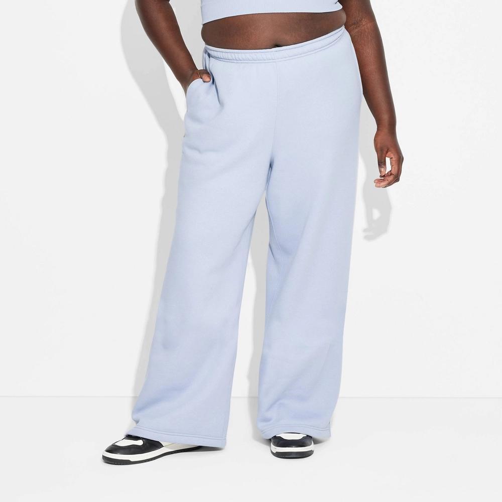 Womens High-Rise Straight Leg Sweatpants - Wild Fable Light Navy Blue 3X Product Image